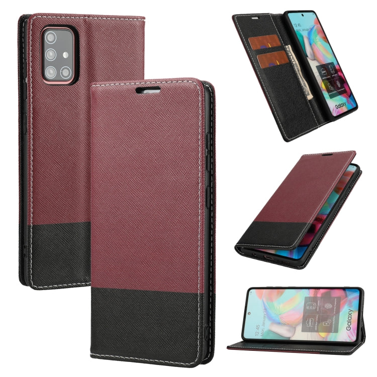 For Samsung Galaxy A51 Cross Texture Magnetic Horizontal Flip Leather Case with Card Slots & Holder & Wallet