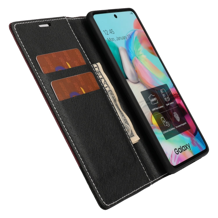 For Samsung Galaxy A51 Cross Texture Magnetic Horizontal Flip Leather Case with Card Slots & Holder & Wallet