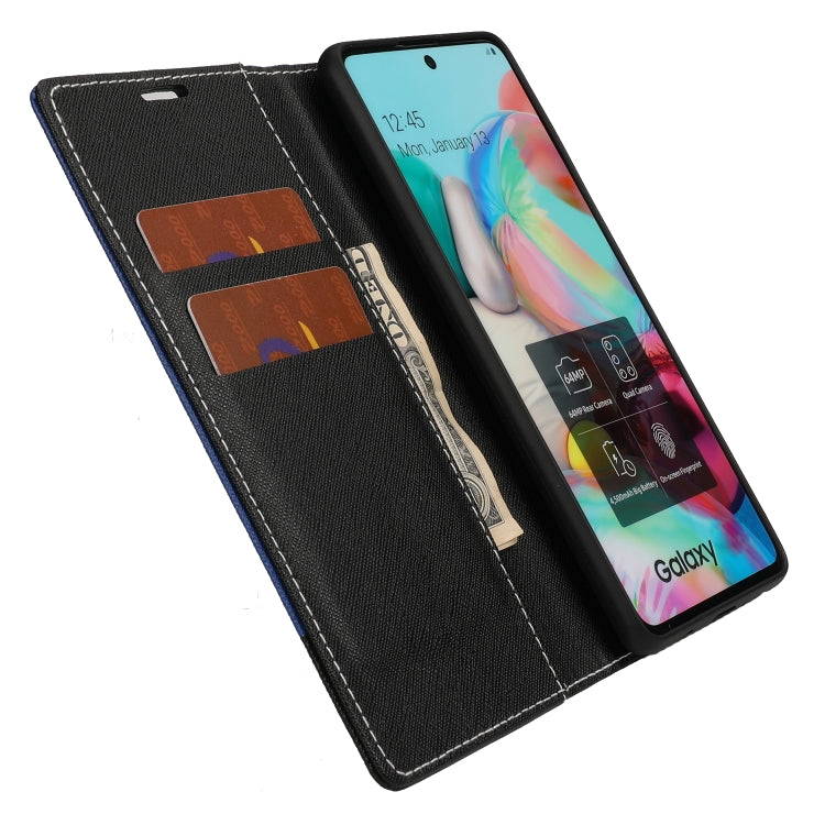For Samsung Galaxy A71 Cross Texture Magnetic Horizontal Flip Leather Case with Card Slots & Holder & Wallet
