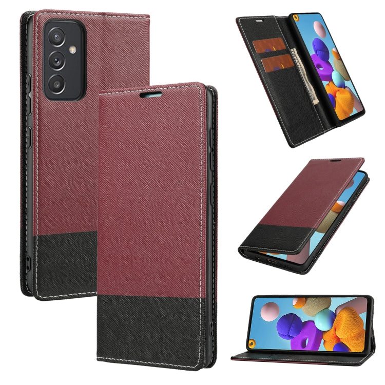 For Samsung Galaxy A82 5G Cross Texture Magnetic Horizontal Flip Leather Case with Card Slots & Holder & Wallet