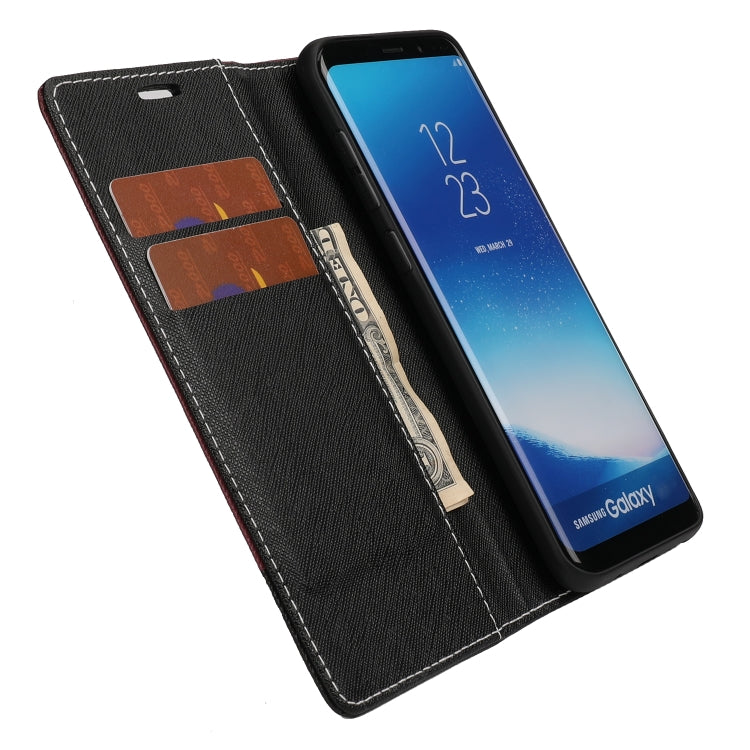 For Samsung Galaxy S8 Cross Texture Magnetic Horizontal Flip Leather Case with Card Slots & Holder & Wallet