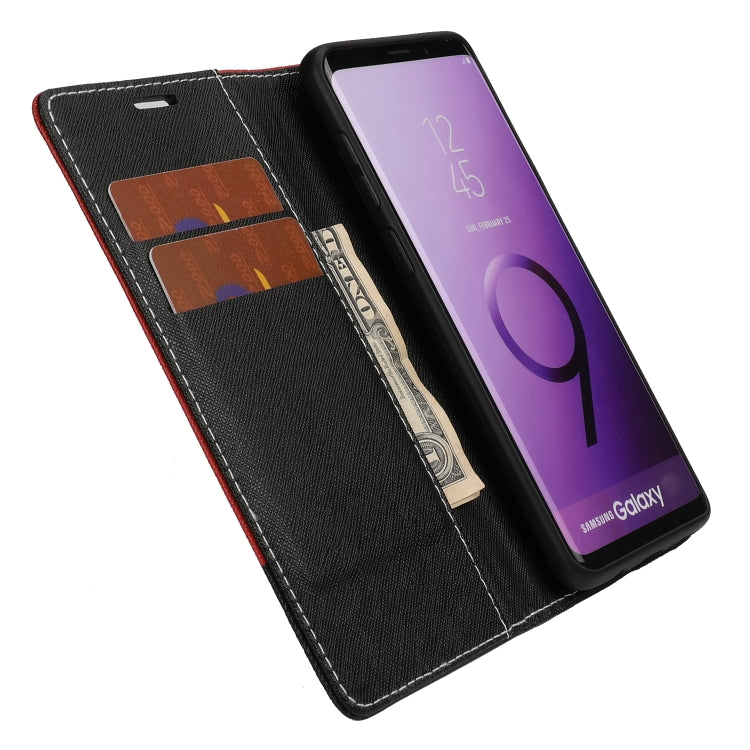 For Samsung Galaxy S9+ Cross Texture Magnetic Horizontal Flip Leather Case with Card Slots & Holder & Wallet