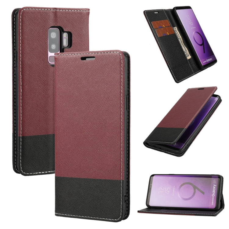 For Samsung Galaxy S9+ Cross Texture Magnetic Horizontal Flip Leather Case with Card Slots & Holder & Wallet