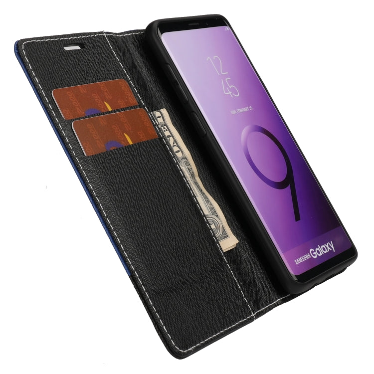 For Samsung Galaxy S9+ Cross Texture Magnetic Horizontal Flip Leather Case with Card Slots & Holder & Wallet