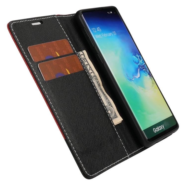 For Samsung Galaxy S10+ Cross Texture Magnetic Horizontal Flip Leather Case with Card Slots & Holder & Wallet