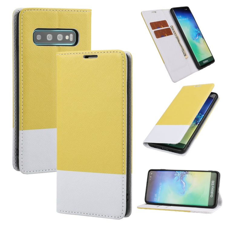 For Samsung Galaxy S10+ Cross Texture Magnetic Horizontal Flip Leather Case with Card Slots & Holder & Wallet