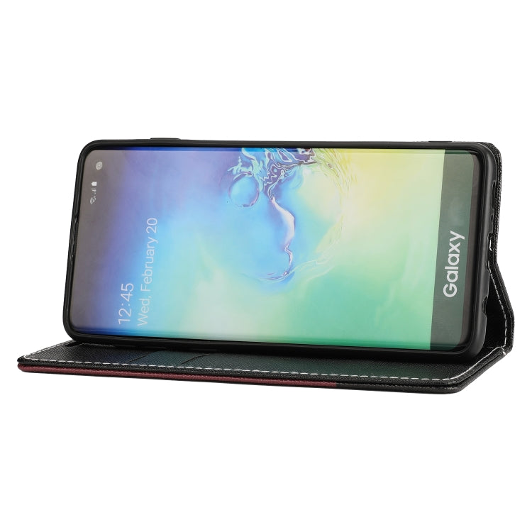 For Samsung Galaxy S10+ Cross Texture Magnetic Horizontal Flip Leather Case with Card Slots & Holder & Wallet