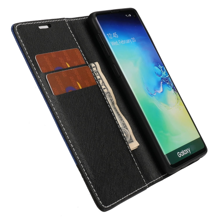 For Samsung Galaxy S10+ Cross Texture Magnetic Horizontal Flip Leather Case with Card Slots & Holder & Wallet