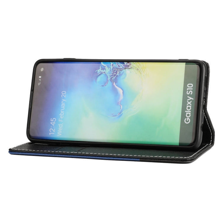 For Samsung Galaxy S10+ Cross Texture Magnetic Horizontal Flip Leather Case with Card Slots & Holder & Wallet