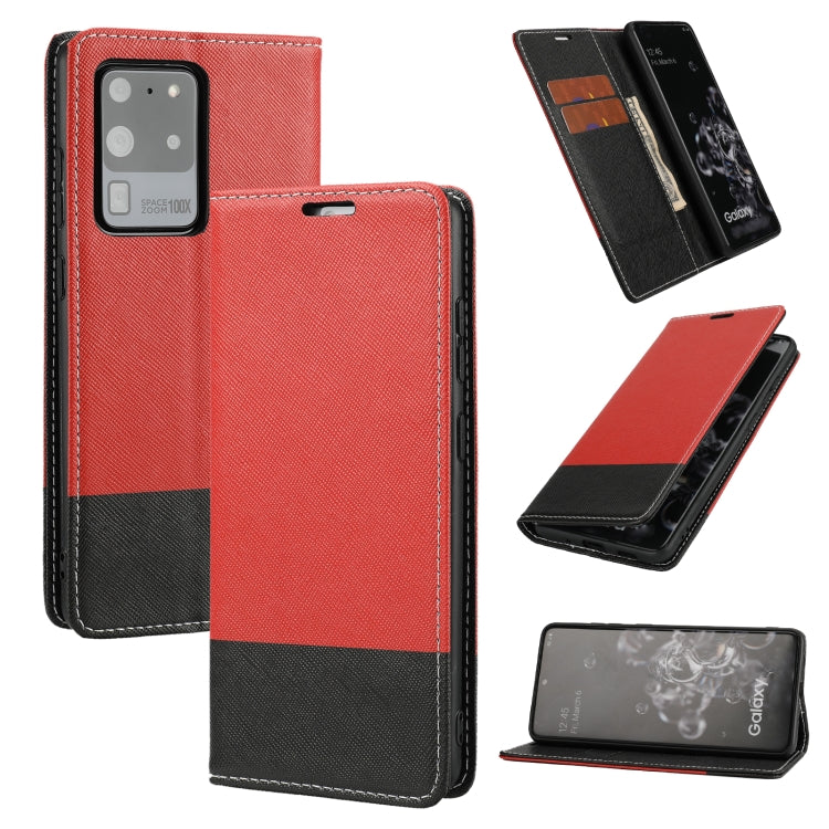 For Samsung Galaxy S20 Ultra Cross Texture Magnetic Horizontal Flip Leather Case with Card Slots & Holder & Wallet