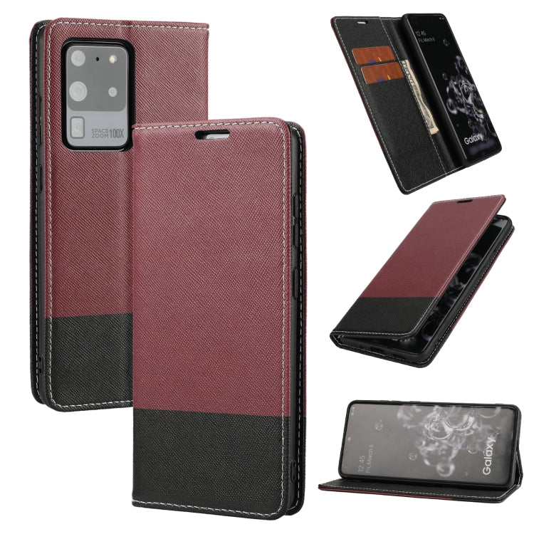 For Samsung Galaxy S20 Ultra Cross Texture Magnetic Horizontal Flip Leather Case with Card Slots & Holder & Wallet
