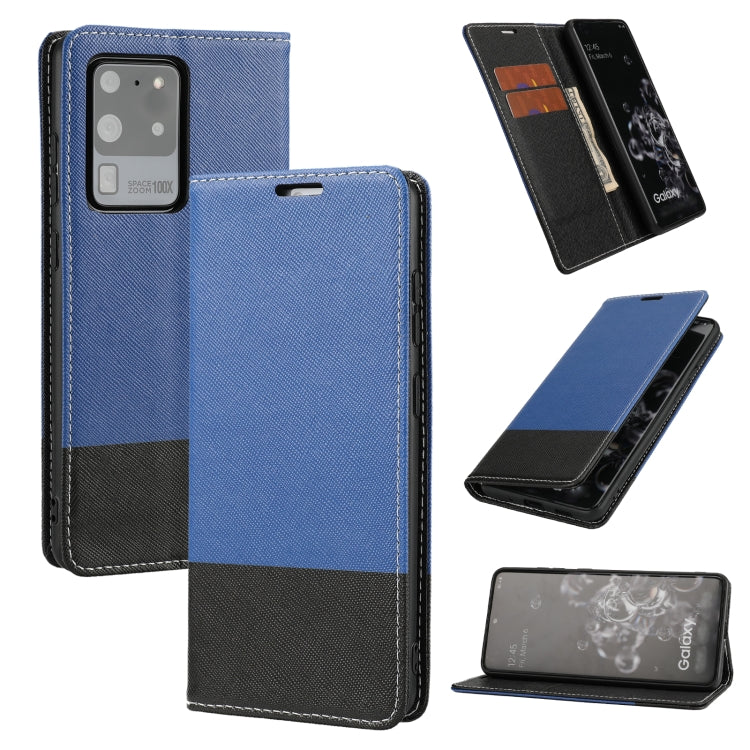 For Samsung Galaxy S20 Ultra Cross Texture Magnetic Horizontal Flip Leather Case with Card Slots & Holder & Wallet