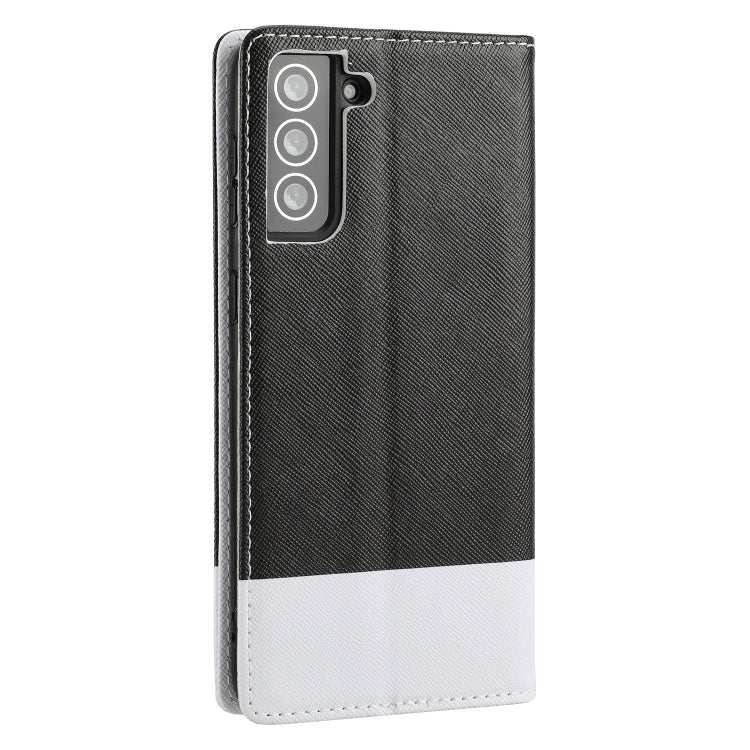 For Samsung Galaxy S21 5G Cross Texture Magnetic Horizontal Flip Leather Case with Card Slots & Holder & Wallet