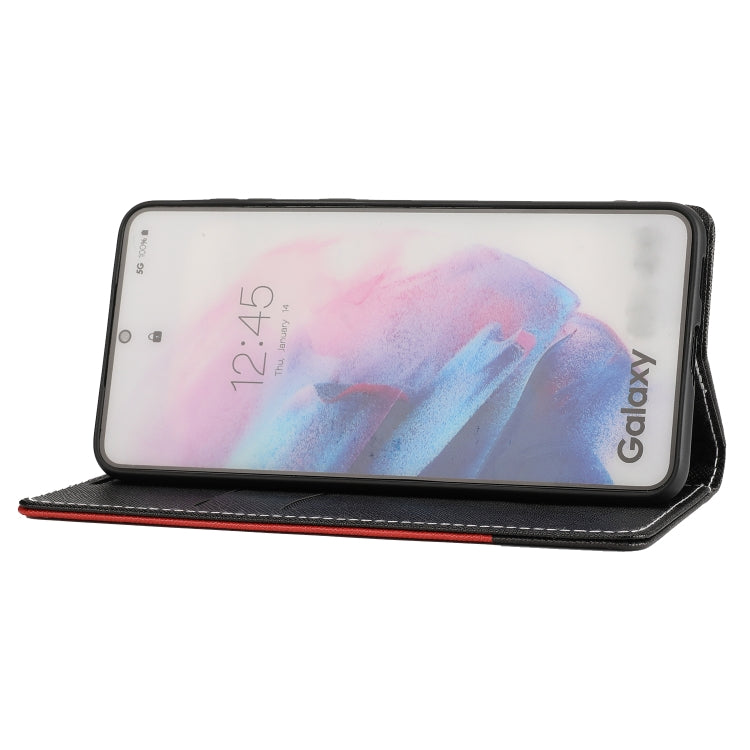 For Samsung Galaxy S21 5G Cross Texture Magnetic Horizontal Flip Leather Case with Card Slots & Holder & Wallet