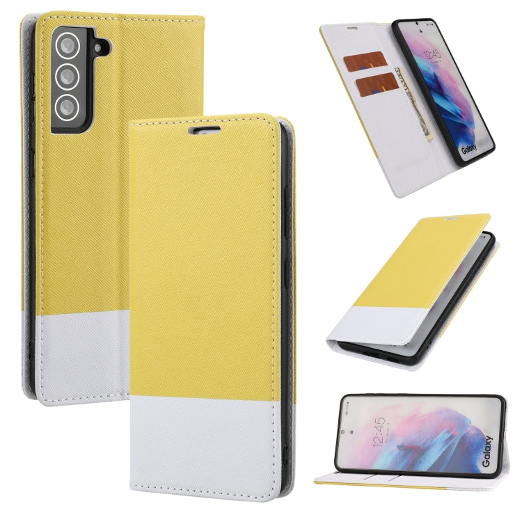 For Samsung Galaxy S21 5G Cross Texture Magnetic Horizontal Flip Leather Case with Card Slots & Holder & Wallet