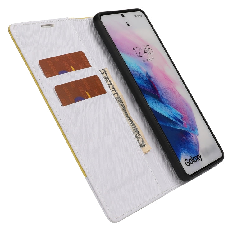 For Samsung Galaxy S21 5G Cross Texture Magnetic Horizontal Flip Leather Case with Card Slots & Holder & Wallet