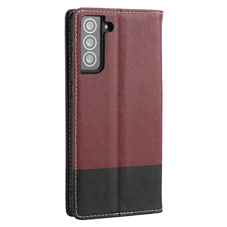 For Samsung Galaxy S21 5G Cross Texture Magnetic Horizontal Flip Leather Case with Card Slots & Holder & Wallet
