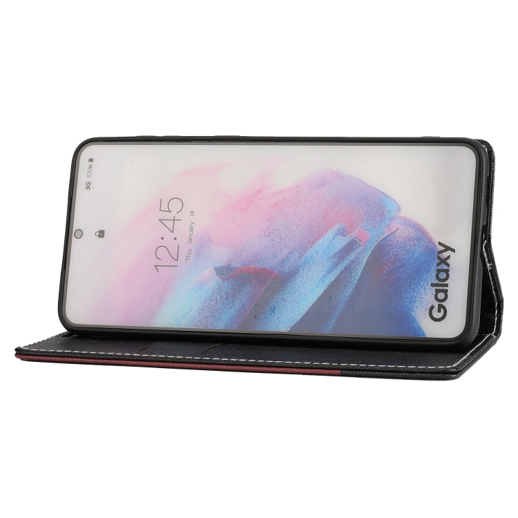 For Samsung Galaxy S21 5G Cross Texture Magnetic Horizontal Flip Leather Case with Card Slots & Holder & Wallet