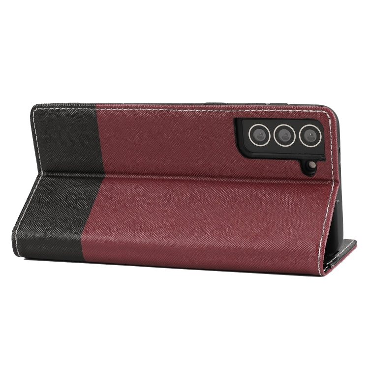 For Samsung Galaxy S21 5G Cross Texture Magnetic Horizontal Flip Leather Case with Card Slots & Holder & Wallet