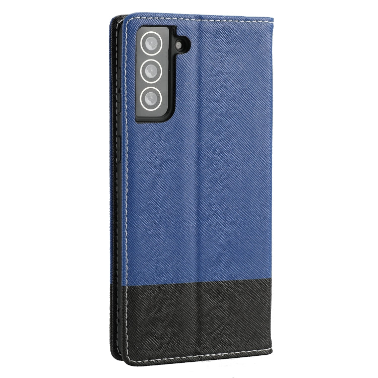 For Samsung Galaxy S21 5G Cross Texture Magnetic Horizontal Flip Leather Case with Card Slots & Holder & Wallet