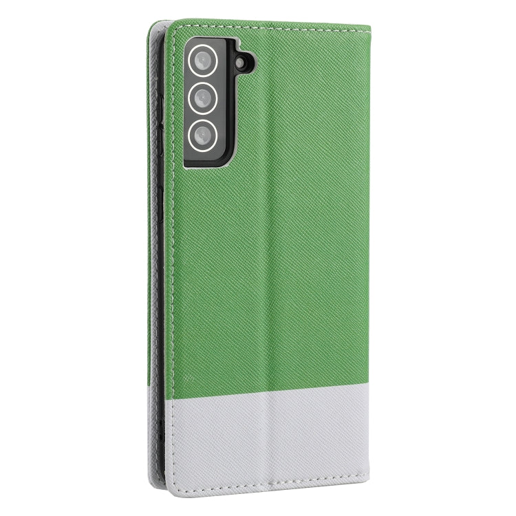 For Samsung Galaxy S21 5G Cross Texture Magnetic Horizontal Flip Leather Case with Card Slots & Holder & Wallet