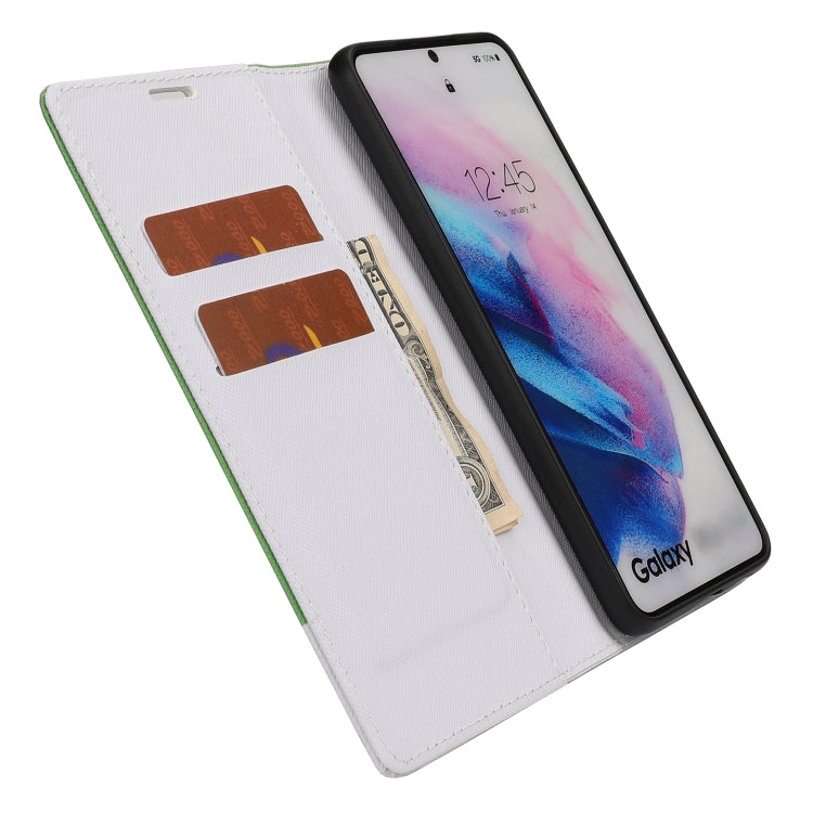 For Samsung Galaxy S21 5G Cross Texture Magnetic Horizontal Flip Leather Case with Card Slots & Holder & Wallet