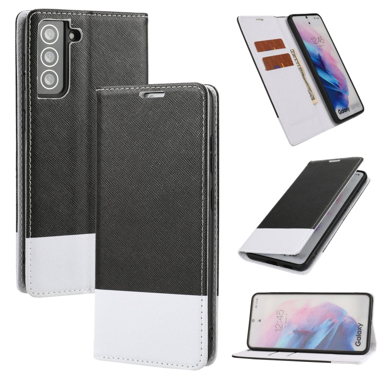 For Samsung Galaxy S21 FE Cross Texture Magnetic Horizontal Flip Leather Case with Card Slots & Holder & Wallet