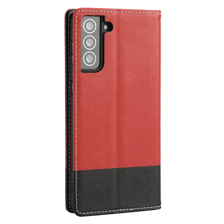 For Samsung Galaxy S21 FE Cross Texture Magnetic Horizontal Flip Leather Case with Card Slots & Holder & Wallet