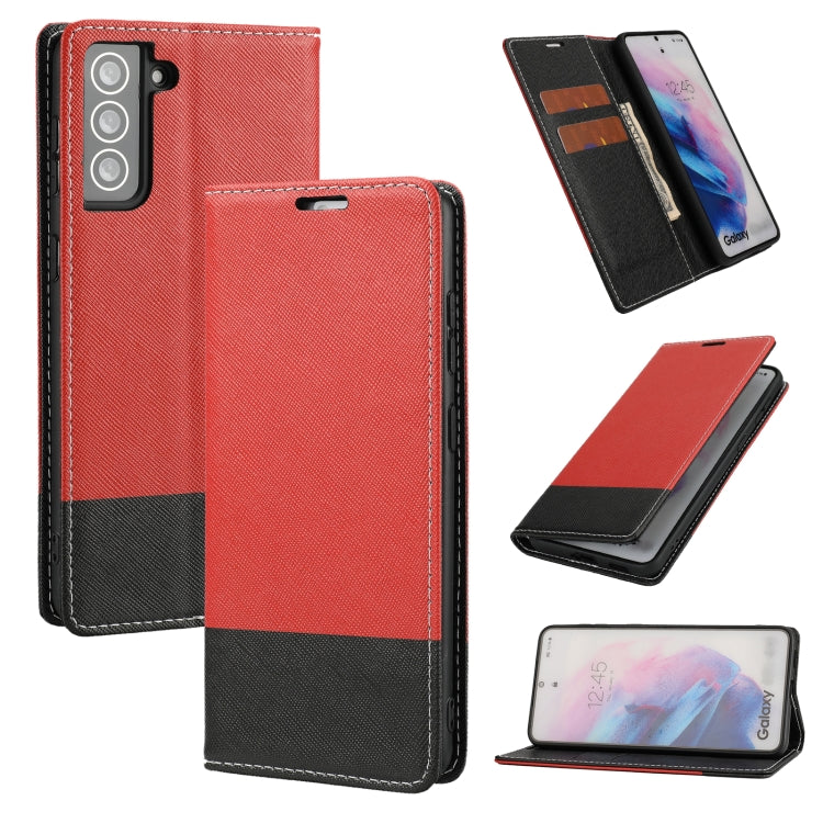 For Samsung Galaxy S21+ 5G Cross Texture Magnetic Horizontal Flip Leather Case with Card Slots & Holder & Wallet