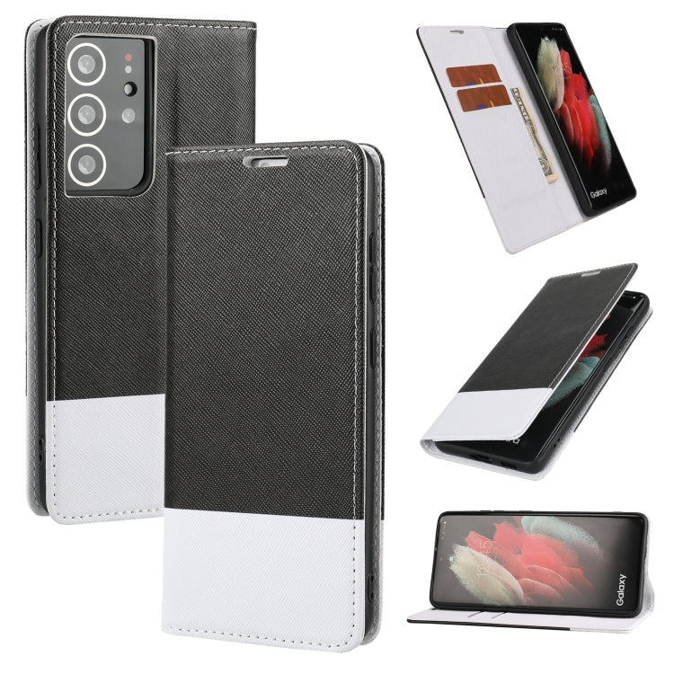 For Samsung Galaxy S21 Ultra 5G Cross Texture Magnetic Horizontal Flip Leather Case with Card Slots & Holder & Wallet