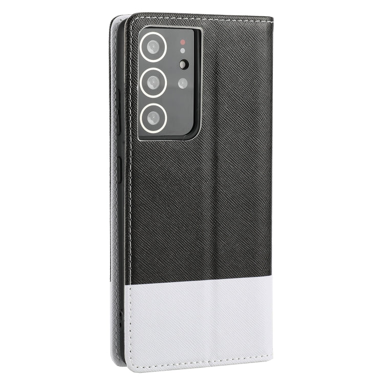 For Samsung Galaxy S21 Ultra 5G Cross Texture Magnetic Horizontal Flip Leather Case with Card Slots & Holder & Wallet