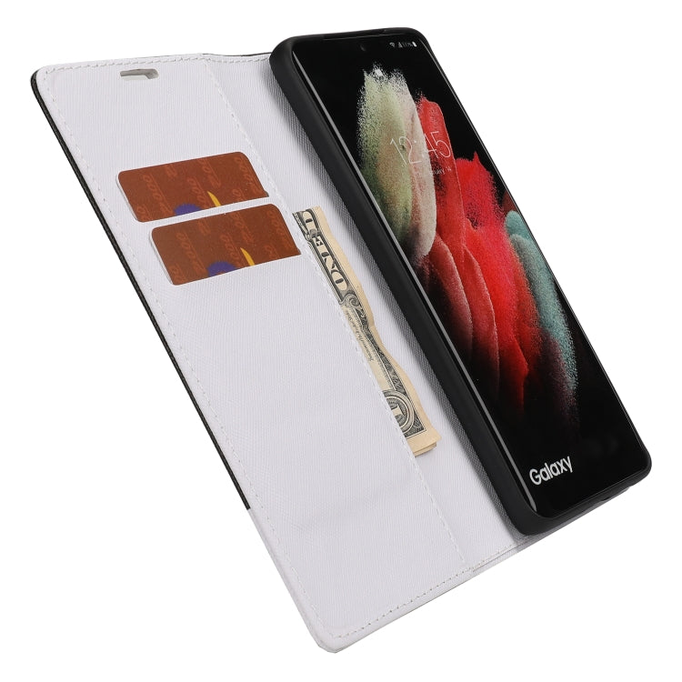 For Samsung Galaxy S21 Ultra 5G Cross Texture Magnetic Horizontal Flip Leather Case with Card Slots & Holder & Wallet