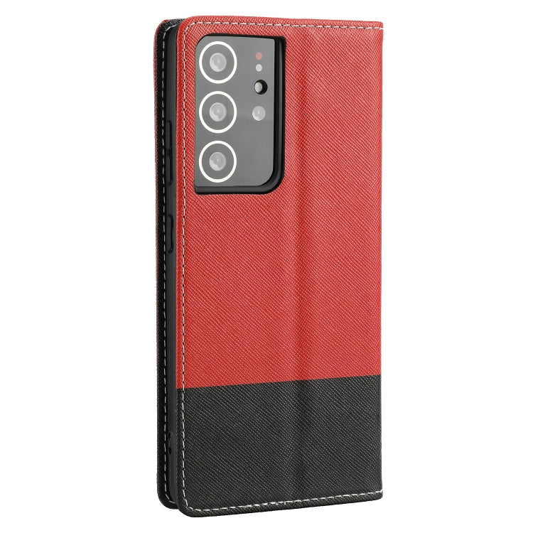 For Samsung Galaxy S21 Ultra 5G Cross Texture Magnetic Horizontal Flip Leather Case with Card Slots & Holder & Wallet