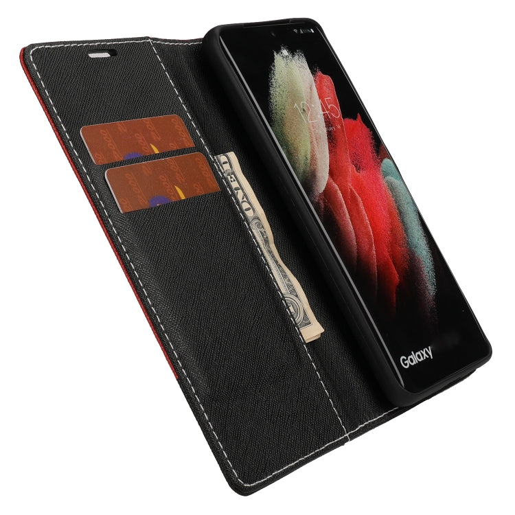For Samsung Galaxy S21 Ultra 5G Cross Texture Magnetic Horizontal Flip Leather Case with Card Slots & Holder & Wallet
