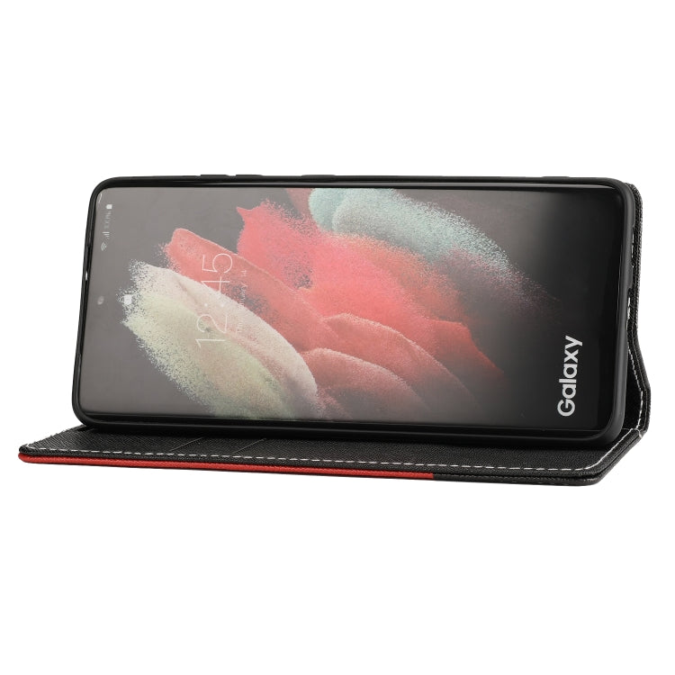 For Samsung Galaxy S21 Ultra 5G Cross Texture Magnetic Horizontal Flip Leather Case with Card Slots & Holder & Wallet