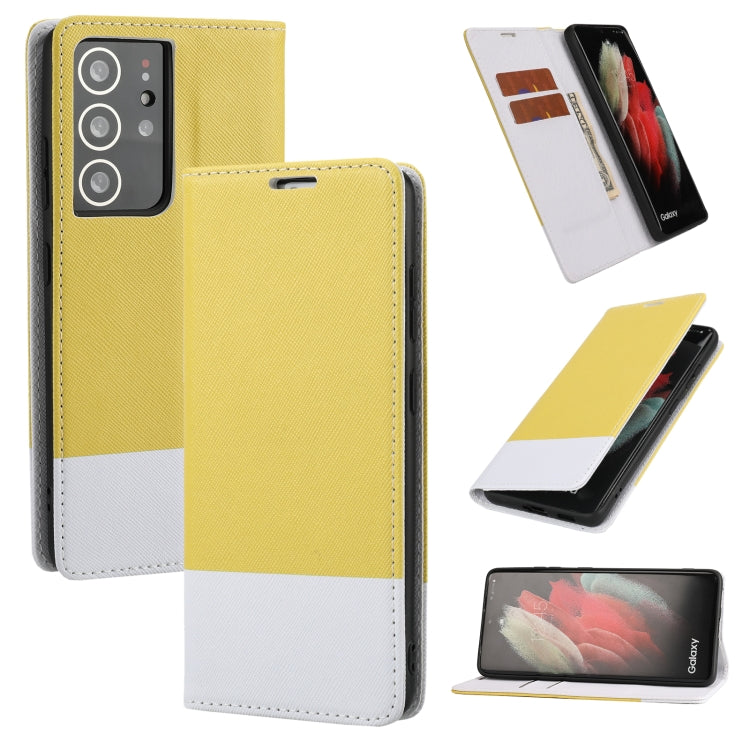 For Samsung Galaxy S21 Ultra 5G Cross Texture Magnetic Horizontal Flip Leather Case with Card Slots & Holder & Wallet