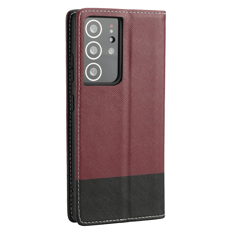 For Samsung Galaxy S21 Ultra 5G Cross Texture Magnetic Horizontal Flip Leather Case with Card Slots & Holder & Wallet