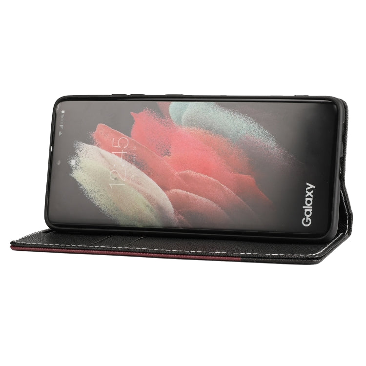 For Samsung Galaxy S21 Ultra 5G Cross Texture Magnetic Horizontal Flip Leather Case with Card Slots & Holder & Wallet