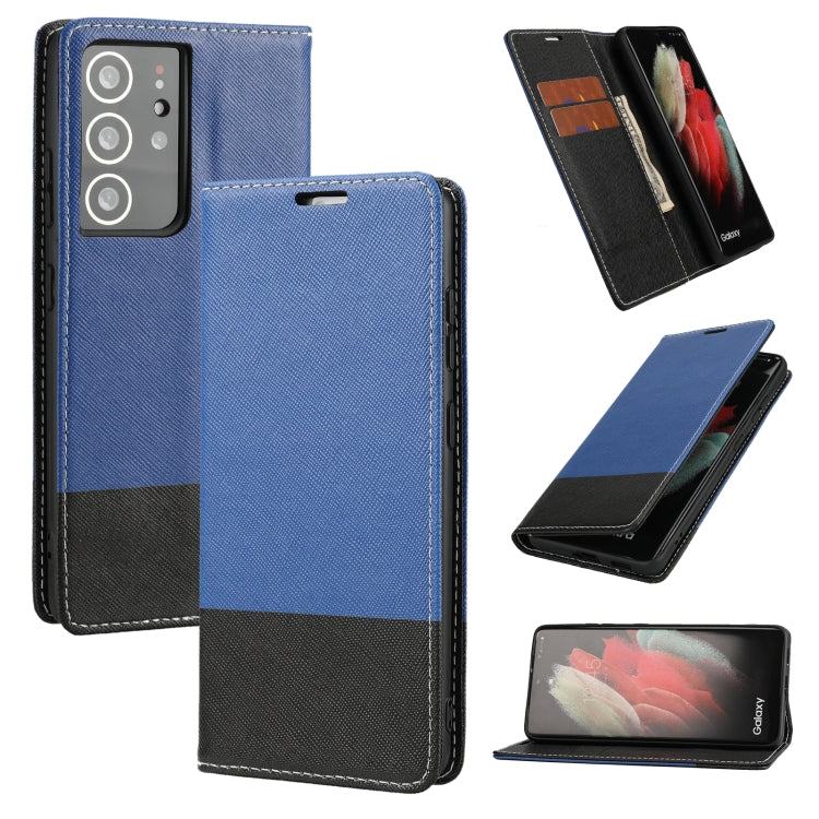 For Samsung Galaxy S21 Ultra 5G Cross Texture Magnetic Horizontal Flip Leather Case with Card Slots & Holder & Wallet
