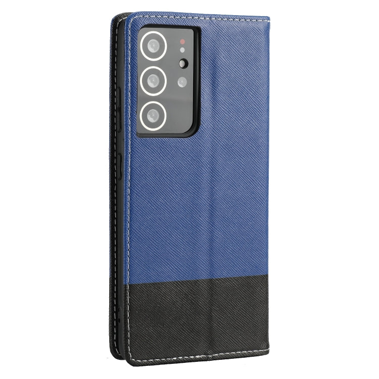 For Samsung Galaxy S21 Ultra 5G Cross Texture Magnetic Horizontal Flip Leather Case with Card Slots & Holder & Wallet