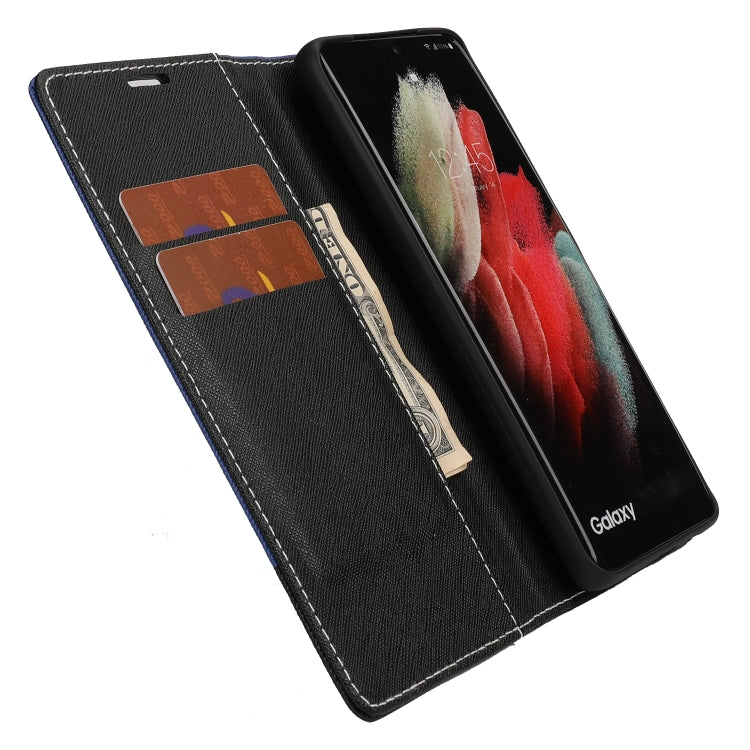 For Samsung Galaxy S21 Ultra 5G Cross Texture Magnetic Horizontal Flip Leather Case with Card Slots & Holder & Wallet