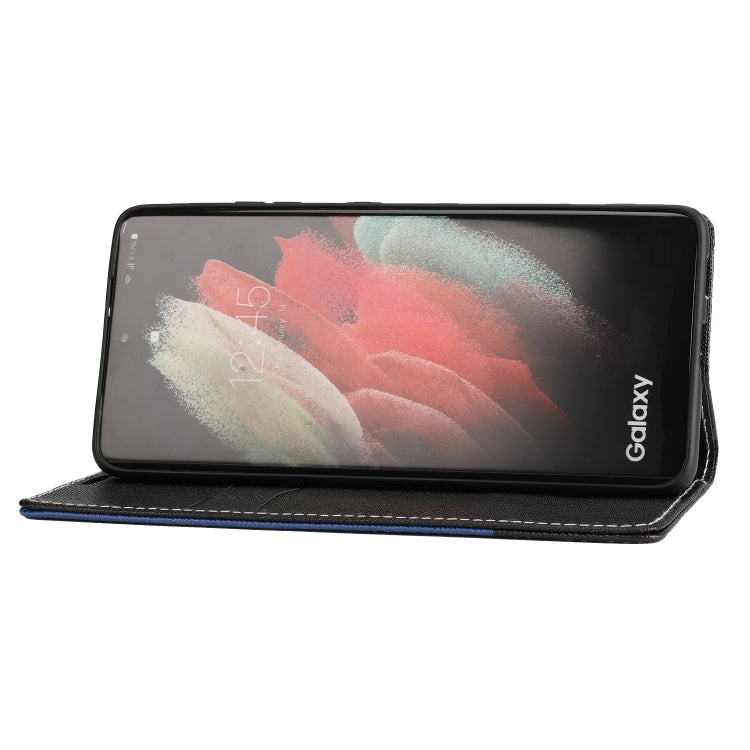 For Samsung Galaxy S21 Ultra 5G Cross Texture Magnetic Horizontal Flip Leather Case with Card Slots & Holder & Wallet