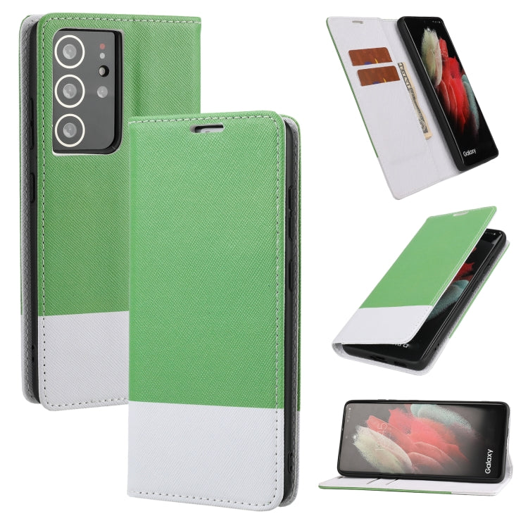 For Samsung Galaxy S21 Ultra 5G Cross Texture Magnetic Horizontal Flip Leather Case with Card Slots & Holder & Wallet