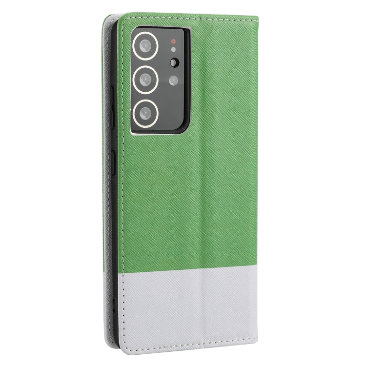 For Samsung Galaxy S21 Ultra 5G Cross Texture Magnetic Horizontal Flip Leather Case with Card Slots & Holder & Wallet