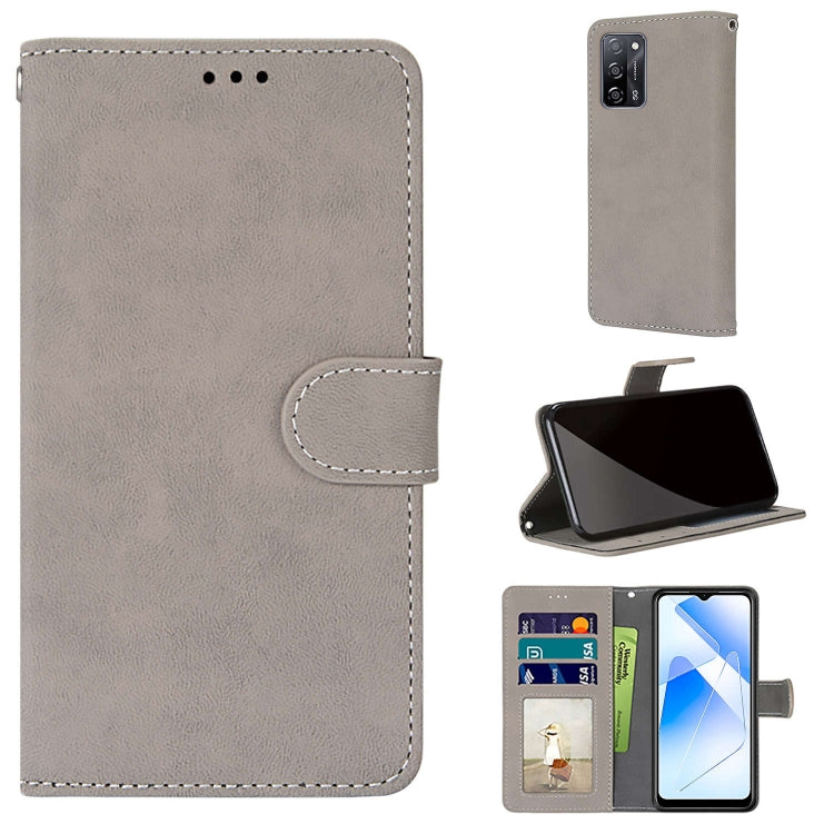 For OPPO A55 5G / A54 4G / A53s 5G / A16 4G Retro Frosted Horizontal Flip PU Leather Case with Holder & Card Slots & Wallet & Photo Frame