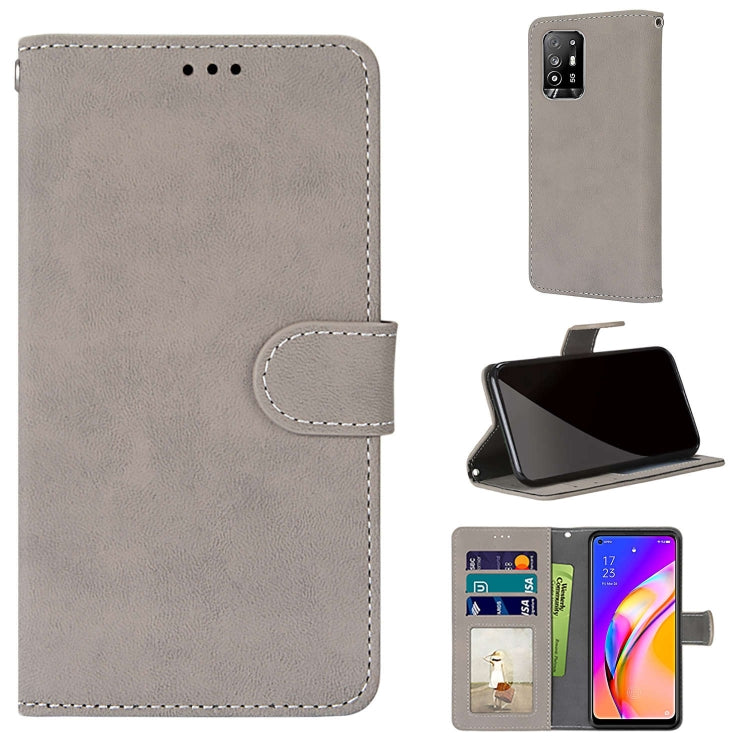 For OPPO F19 Pro+ 5G / A94 5G / A95 5G Retro Frosted Horizontal Flip PU Leather Case with Holder & Card Slots & Wallet & Photo Frame