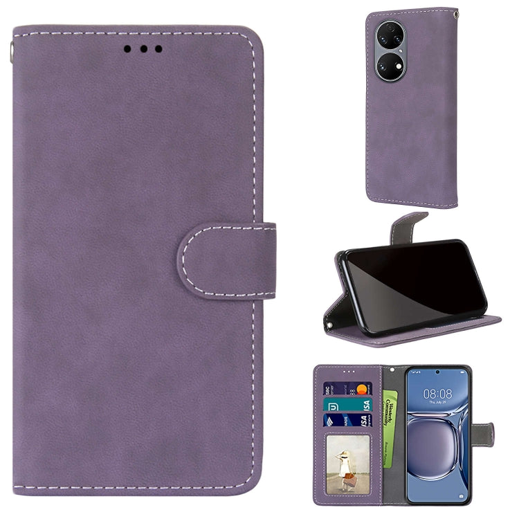 For Huawei P50 Retro Frosted Horizontal Flip PU Leather Case with Holder & Card Slots & Wallet & Photo Frame