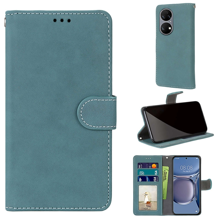 For Huawei P50 Retro Frosted Horizontal Flip PU Leather Case with Holder & Card Slots & Wallet & Photo Frame