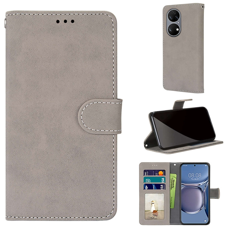 For Huawei P50 Retro Frosted Horizontal Flip PU Leather Case with Holder & Card Slots & Wallet & Photo Frame