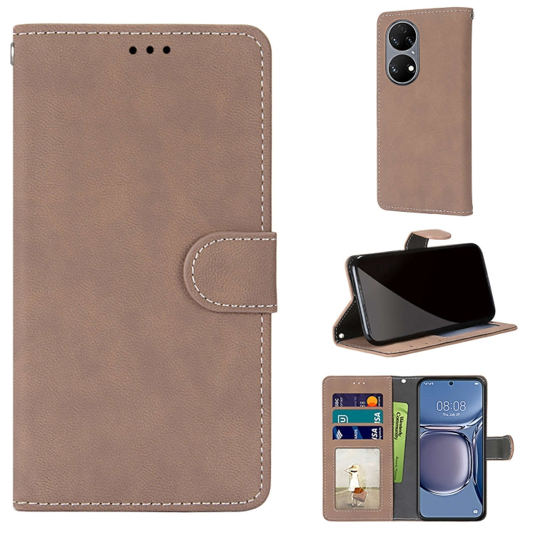 For Huawei P50 Retro Frosted Horizontal Flip PU Leather Case with Holder & Card Slots & Wallet & Photo Frame